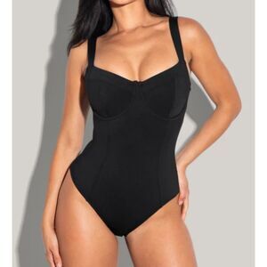 TA3 Lifty Sculpting One Piece Swimsuit S Reg Long D/DD Tummy Control Black NWT